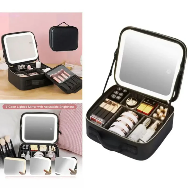 Boîte organisateur de maquillage grande capacité noire élégante Boîte organisateur de maquillage grande capacité noire élégante